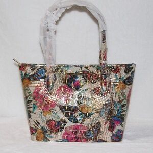 NWT BRAHMIN Medium Asher Tote Butterfly Floral Leather Purse